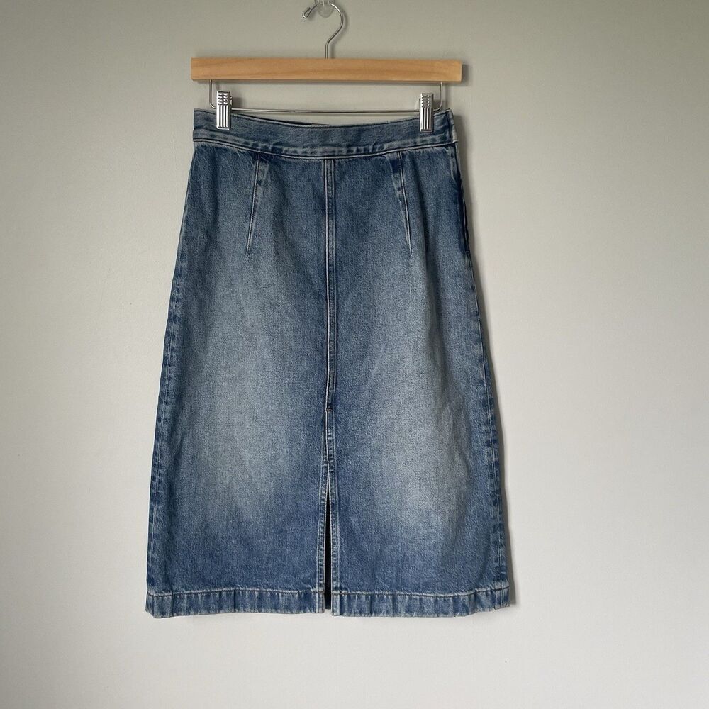 Madewell Denim Midi Pencil Skirt Billings Wash Blue Cottagecore Women's Size 26